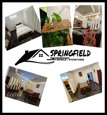 a collage of photos of a living room and a house at Springfield service villa in Mananthavady