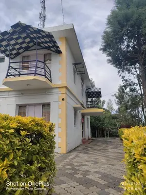 a white and yellow house with a balcony at Belair cottages in Kotagiri