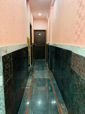 a hallway with a black door in a building at ROSEPARK INN in Mysore
