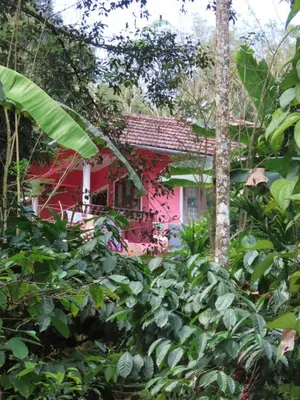 a red house in the middle of a forest at Spice Garden Farm house in Sultan Bathery