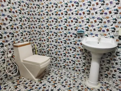 a bathroom with a toilet and a sink at Mannat Inn (Peace Homestay) in Mysore