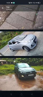 two pictures of a car parked on a street at Pebbles in Kozhikode