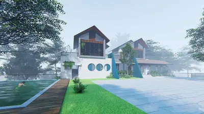 a rendering of a house with a swimming pool at Boulevard Resorts in Kakkadampoyil