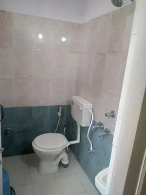 a bathroom with a toilet and a bath tub at MYSORE MAHALAKSHMI ROOMS in Mysore