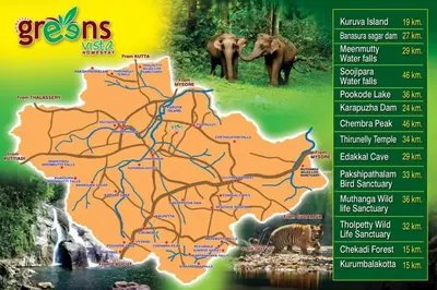 a map of the greenlands with elephants on it at Greens Vista Homestay Wayanad Near Natural Stream and Pool in Panamaram