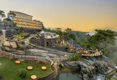 a rendering of a hotel on a mountain with a resort at The Grand Cliff Resort Munnar in Viripara