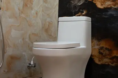 a white toilet in a bathroom next to a wall at MUGUNDAN 'S SMART STAY in Coimbatore