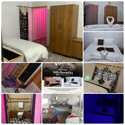 a collage of photos of a bedroom and a room at Dream inn family homestay in Meenangadi
