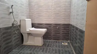 a bathroom with a toilet and a sink at Golden Nest Home Stay in Mysore