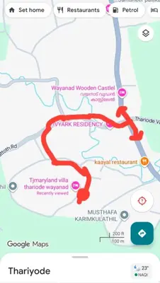 a map of the proposed route for the upgrade to the kawarotaotaota at Tjmaryland villa in Pinangode
