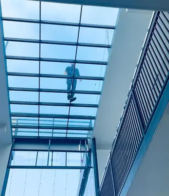 a view of a glass ceiling in a building at Mountain Wings Resort in Vythiri