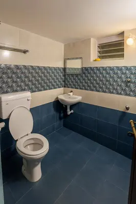 a bathroom with a toilet and a sink at Evergreen Homestay in Kollengode