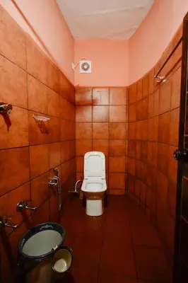 a bathroom with a toilet and a sink at Beehive staycations in Ambalavayal