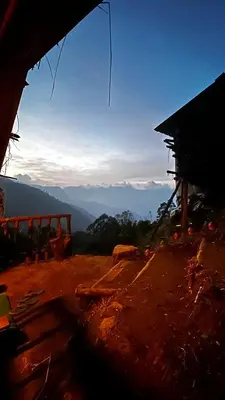 a view of a mountain with a view of the sky at Alpine Mud house Kanthalloor in Kanthalloor