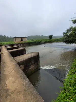 a lock on a river in a field at Wayanad Villa homestay in Meenangadi