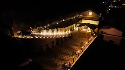an overhead view of a restaurant at night at Virgin Valley Leisure Resort in Ooty