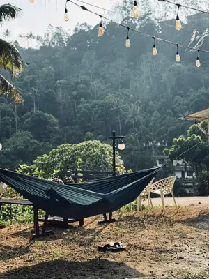 a hammock with a view of a mountain at Greenwoods Munnar Unmarried Allowed in Munnar