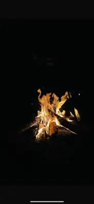 a fire is burning in the dark with at LilliputHaven Treehut in Sultan Bathery