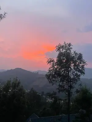 a sunset with a tree in the foreground at Casa De KCN in Kotagiri