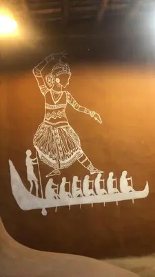 a painting of a woman on a boat with people at HeavensAway in Marayoor