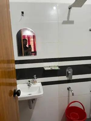 a bathroom with a sink and a mirror at Safari Homestay, Malayattoor in Kodanad