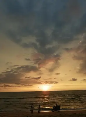 a group of people on the beach at sunset at Shoreline Secrets in Trichūr
