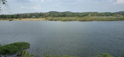 a large body of water with trees in the background at Bharathapuzha villa in Kārakkād