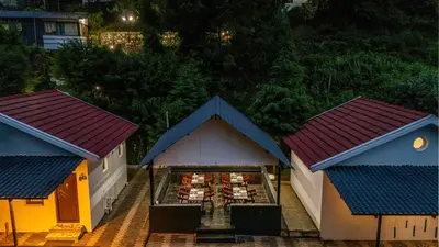 an overhead view of a building with two roofs at Interlaken in Yedapalli