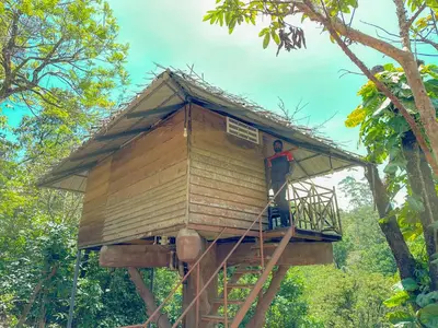 a man standing in a tree house at The Heights Munnar in Munnar