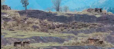 a painting of three elephants on a rocky hill at Casablanca Resort in Kanthalloor