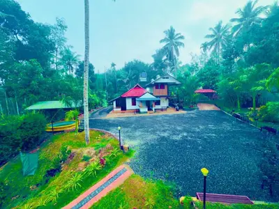 a model of a park with a house and trees at Wayanad Coffee Vintage in Wayanad