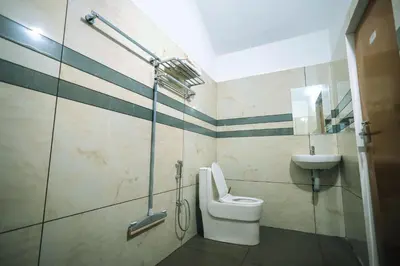 a bathroom with a toilet and a sink at Wayanadan Huts Homestay in Sultan Bathery