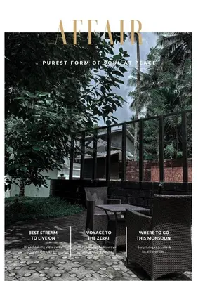 a magazine cover of a park with a table and chairs at Ayursouth Ayurvedic Hospital in Kedavūr