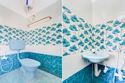 two pictures of a bathroom with a toilet and a sink at Collection O Neelambur Near PSG ITech in Irugūr