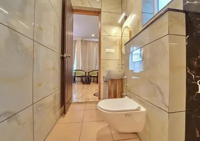 a bathroom with a toilet and a walk in shower at King Palace Ooty by VOYE HOMES in Ooty