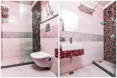 two pictures of a bathroom with a toilet and a sink at Hotel O Chalakkudy River Annamanada Svasthya Retreat in Māla
