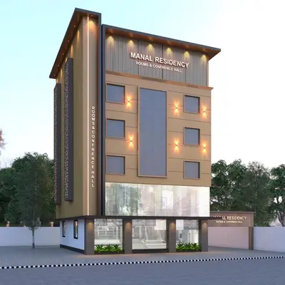 a rendering of a building with a sign on it at Hotel Manal Suites in Green Island