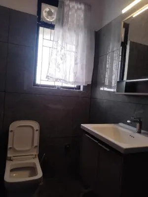 a bathroom with a toilet and a sink and a window at 3 BHK Flat for rent at Mysuru in Mysore