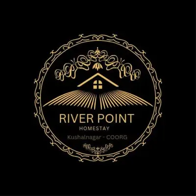 a vintage logo for a river point homestead cookie at River point homestay in Kushālnagar