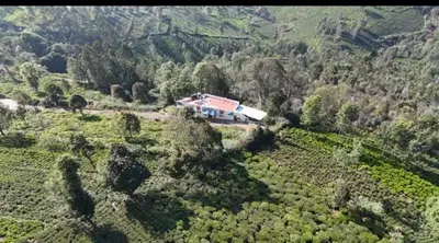 an aerial view of a house on a mountain at The Wild House in Kotagiri