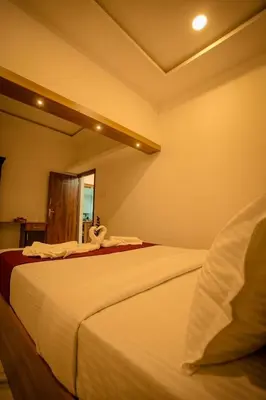 a bedroom with two beds and a mirror at Cozy Nest Villa in Mananthavady