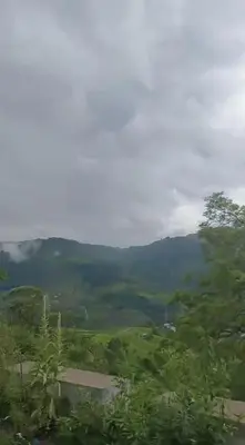 a view of a valley with a mountain in the background at Hanni Resort in Kotagiri