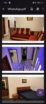 two pictures of a bedroom with a couch and a bed at Service villa in Padinjarathara