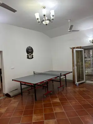 a ping pong table in the middle of a room at SARA fARM STAY