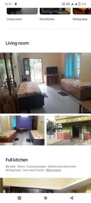 two pictures of a room with a bed and a living room at PARK VIEW In MYSORE CITY in Mysore