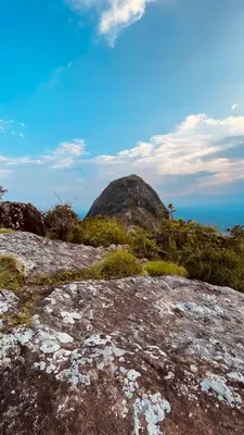 a view of a mountain with the ocean in the background at Wayanad Camping in Ambalavayal