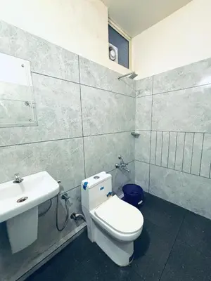 a bathroom with a toilet and a sink at Apple Tower Stays in Meppādi