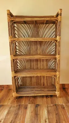 a wicker shelf in the corner of a room at Eden Garden Bandipur Tiger Reserve in Gundlupet