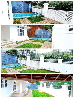 a collage of three pictures of a white house at Heaven Cloud Stay Hub Attappadi in Attappādi
