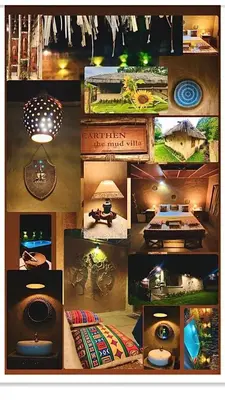 a collage of pictures of a room with a bed at Earthen Pool Villa! Redefining Luxury! in Marayoor